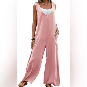 NWOT Aunavey Women's Overalls Jumpsuits Casual Boho Baggy Bib WideLeg Romper XXL